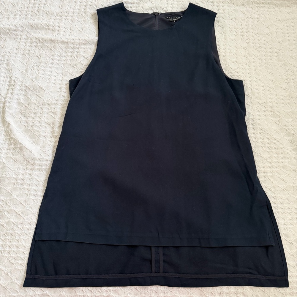 Theory Navy sleeveless High Low Tunic Top Size L
